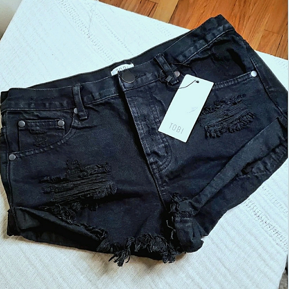 Tobi black denim shorts